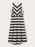 Striped poplin flare dress image number 4