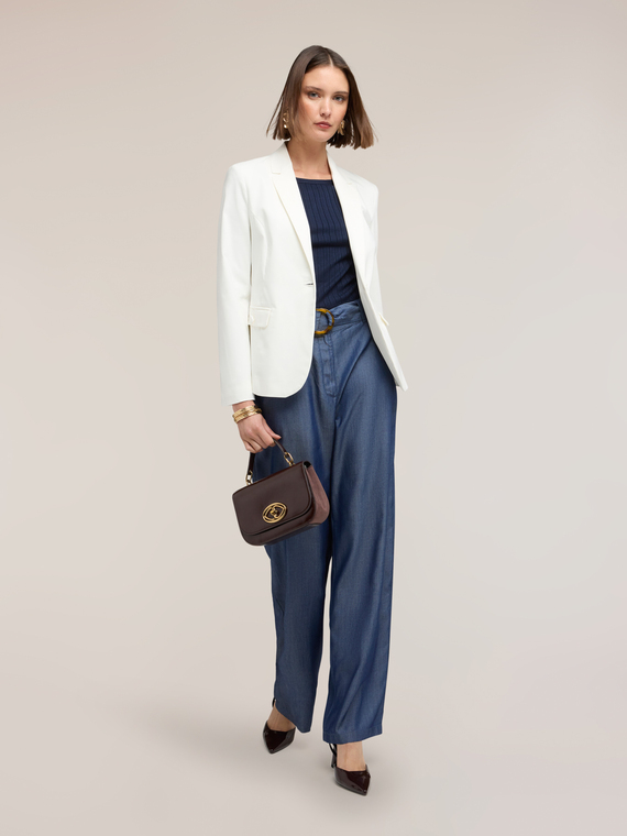 Blazer structur&eacute; en m&eacute;lange de coton