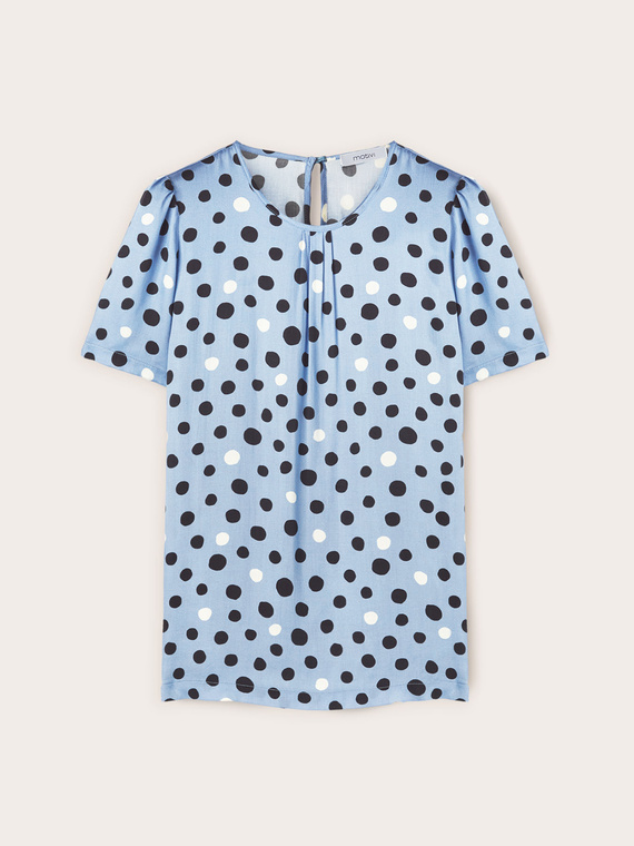 Polka-dot patterned satin blouse