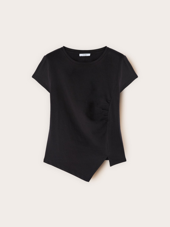 T-Shirt mit asymmetrischer seitlicher Drapierung