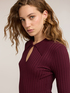Ribbed viscose polo sweater with cut-out image number 3
