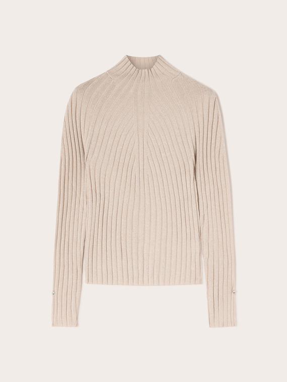 Gerippter Rollkragenpullover aus Wollmischung