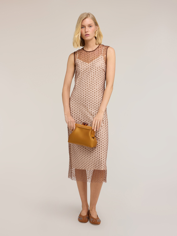 Embroidered tulle sheath dress