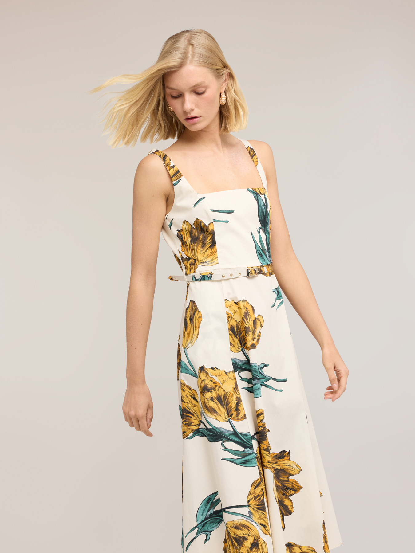 A-Linien-Kleid aus Popeline mit Print image number 2
