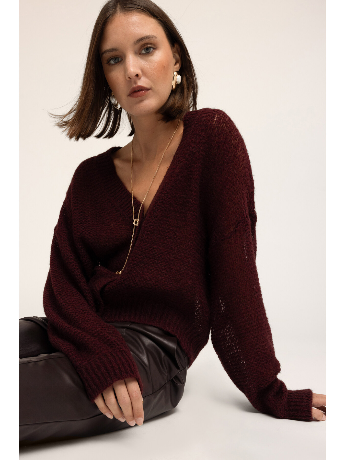 Perforated knit mohair blend cardigan image number 3