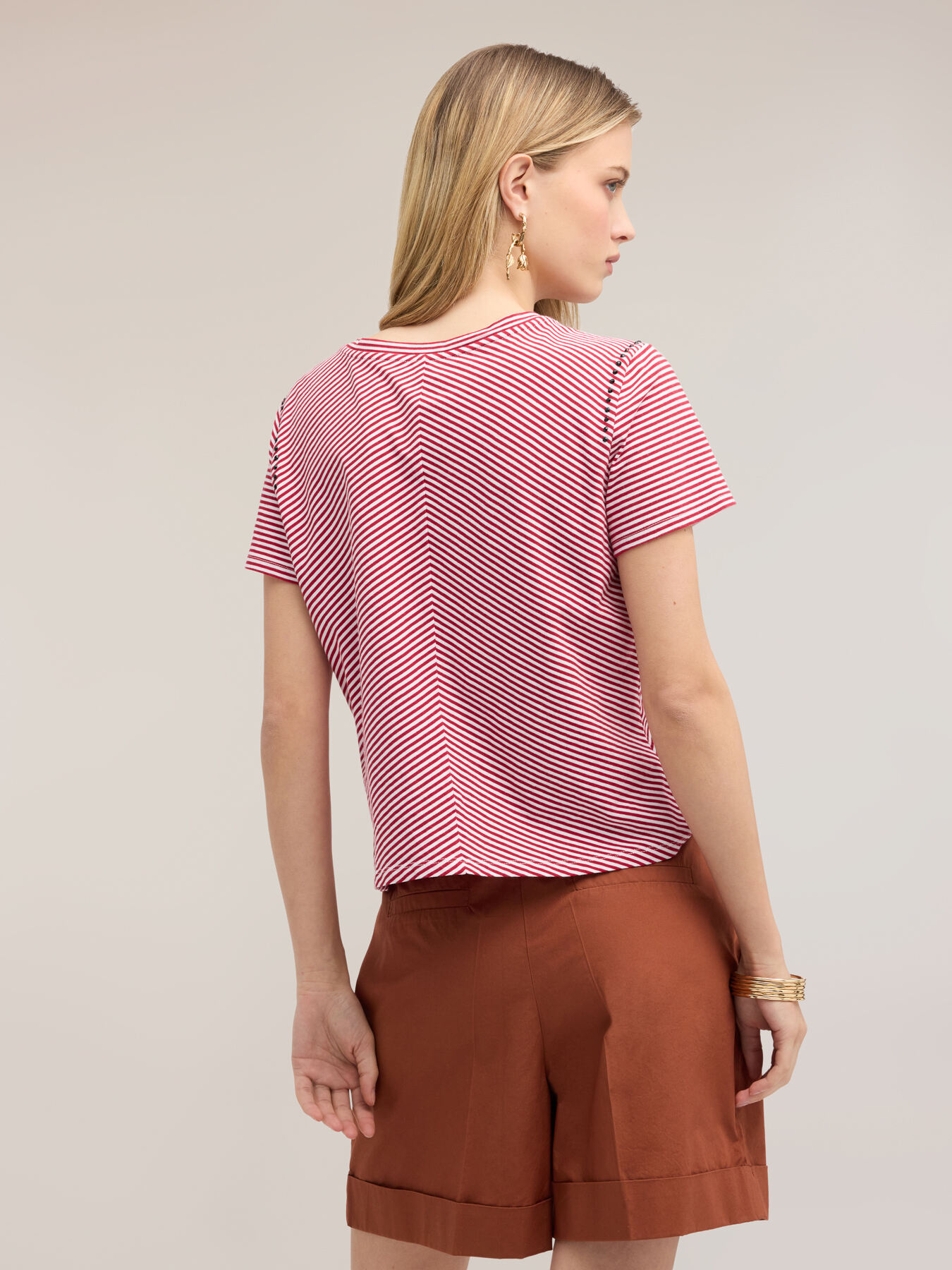 Striped t-shirt with micro studs image number 1