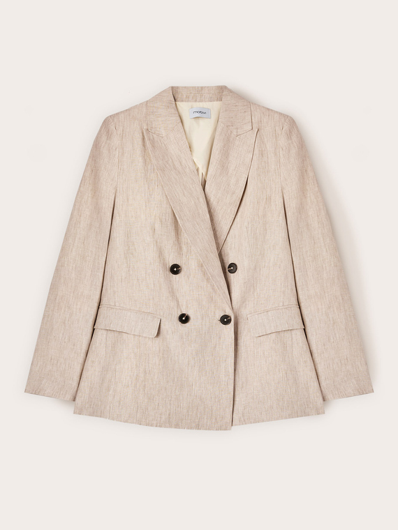 Double-breasted linen blazer