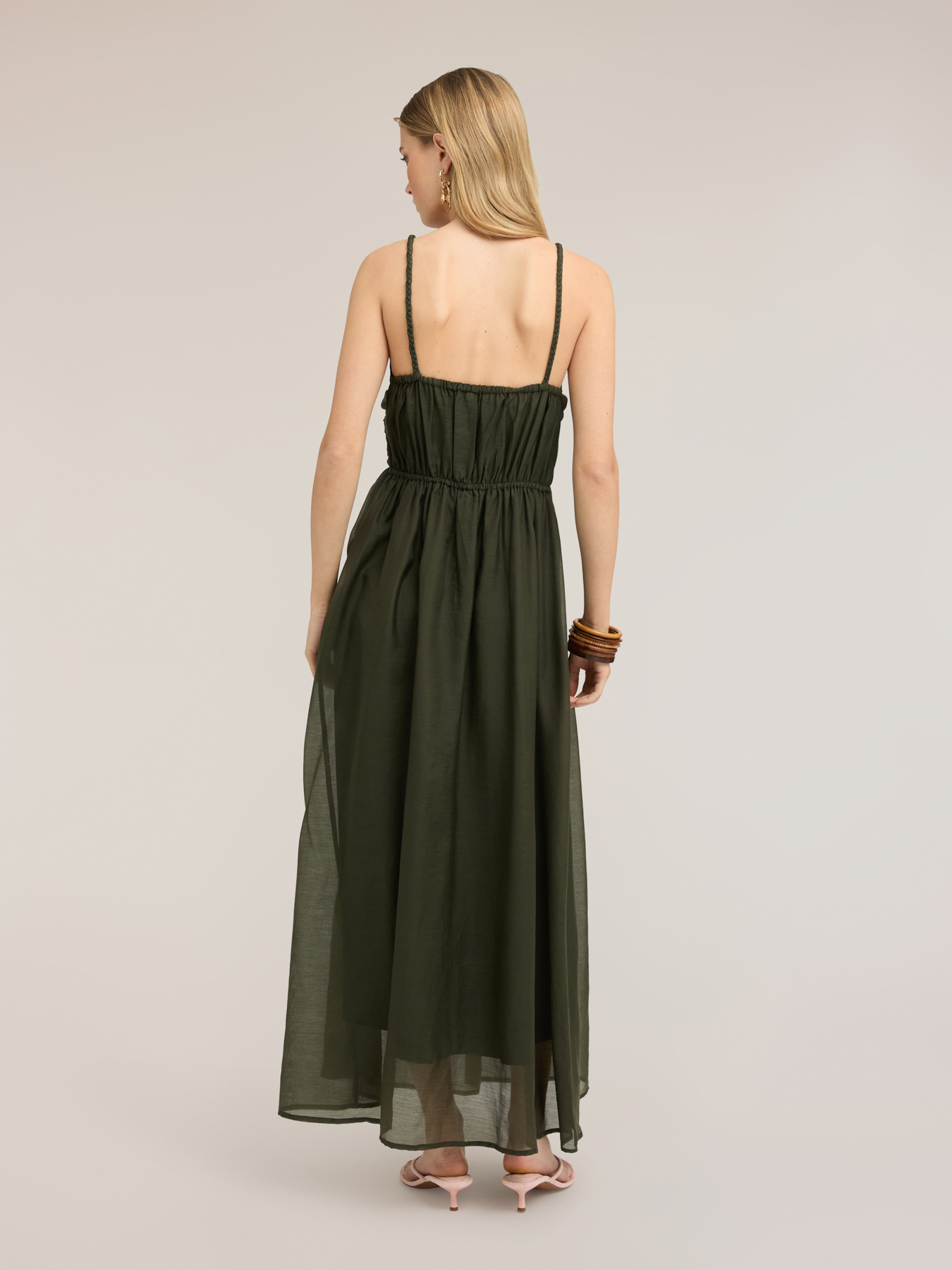 Robe longue en mousseline m&eacute;lang&eacute;e lyocell image number 1