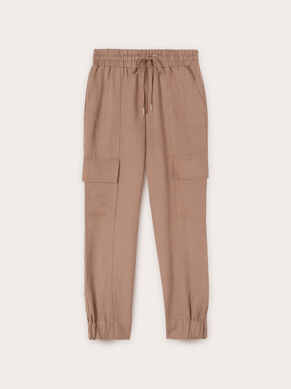 Pantaloni jogger cargo din amestec de in