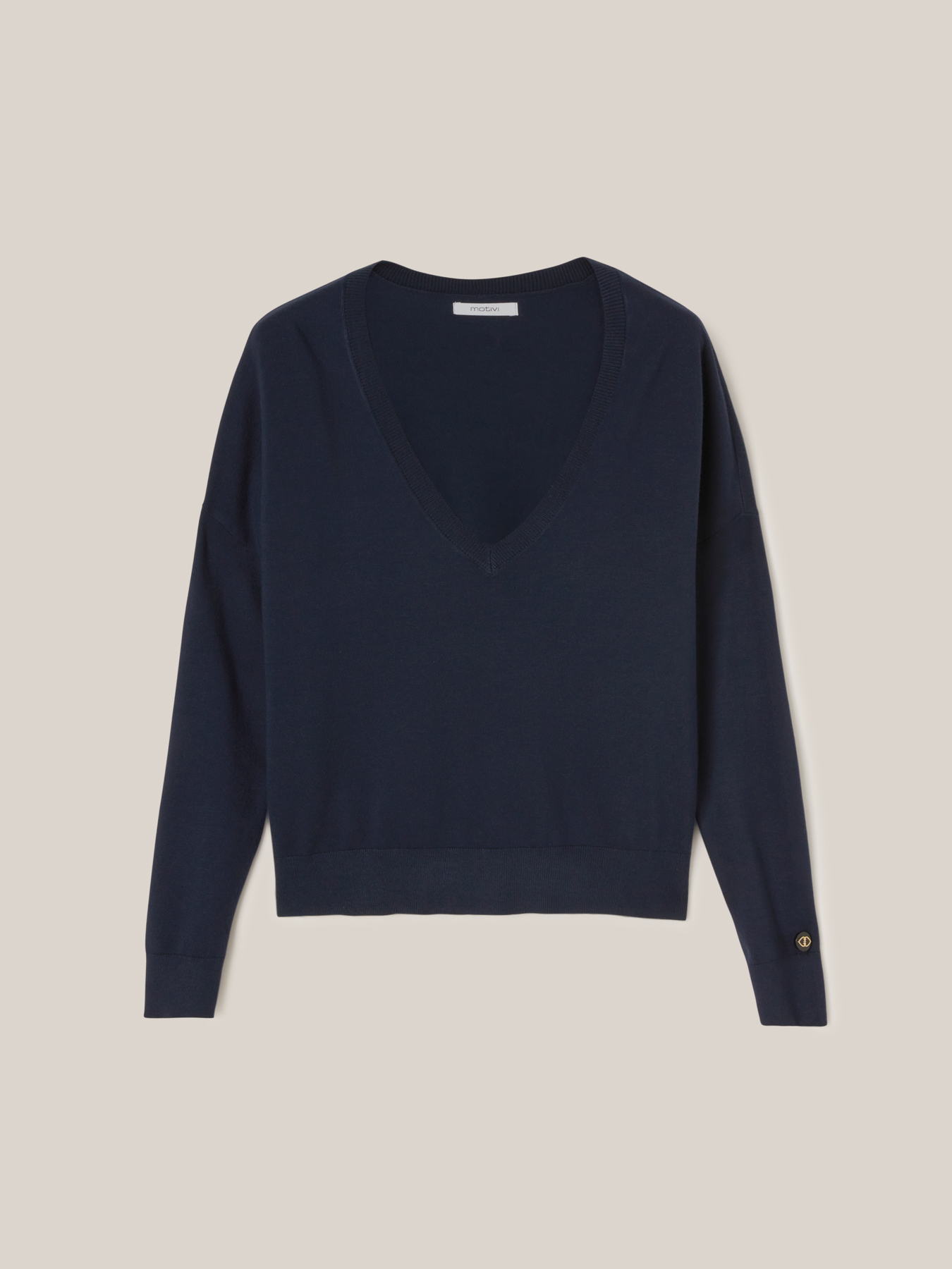 Pullover scollo a v in maglia image number 3