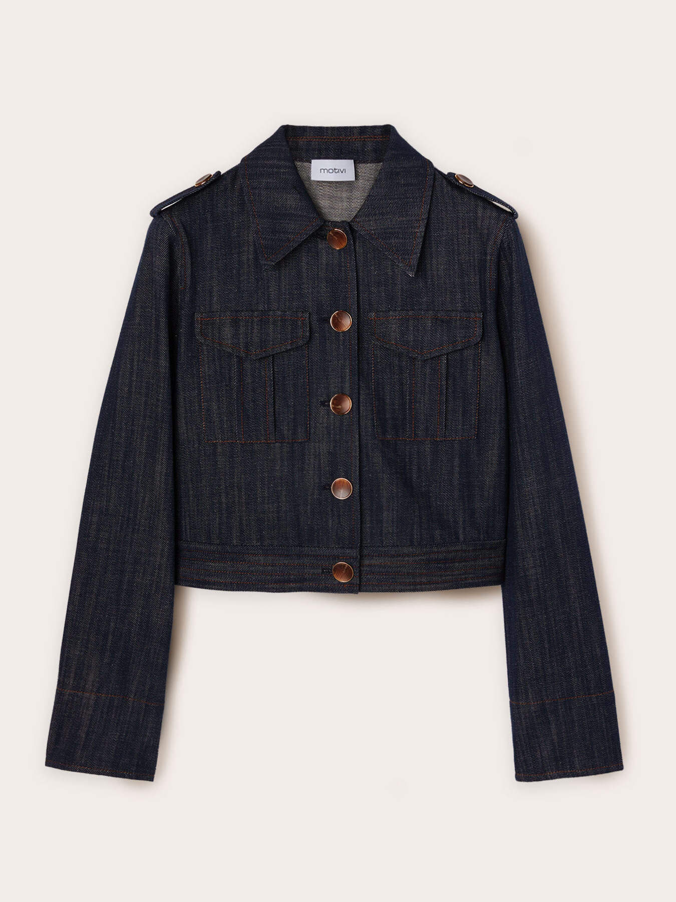 Short denim-effect jacket image number 4
