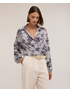 Satin blouse with print and draping image number 0