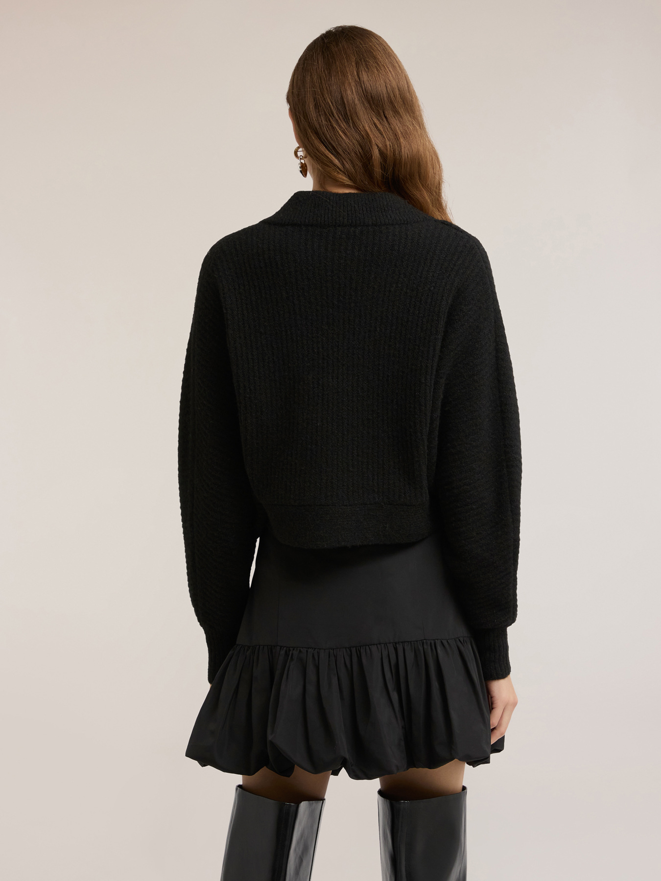 Short cardigan in wool blend knit image number 1