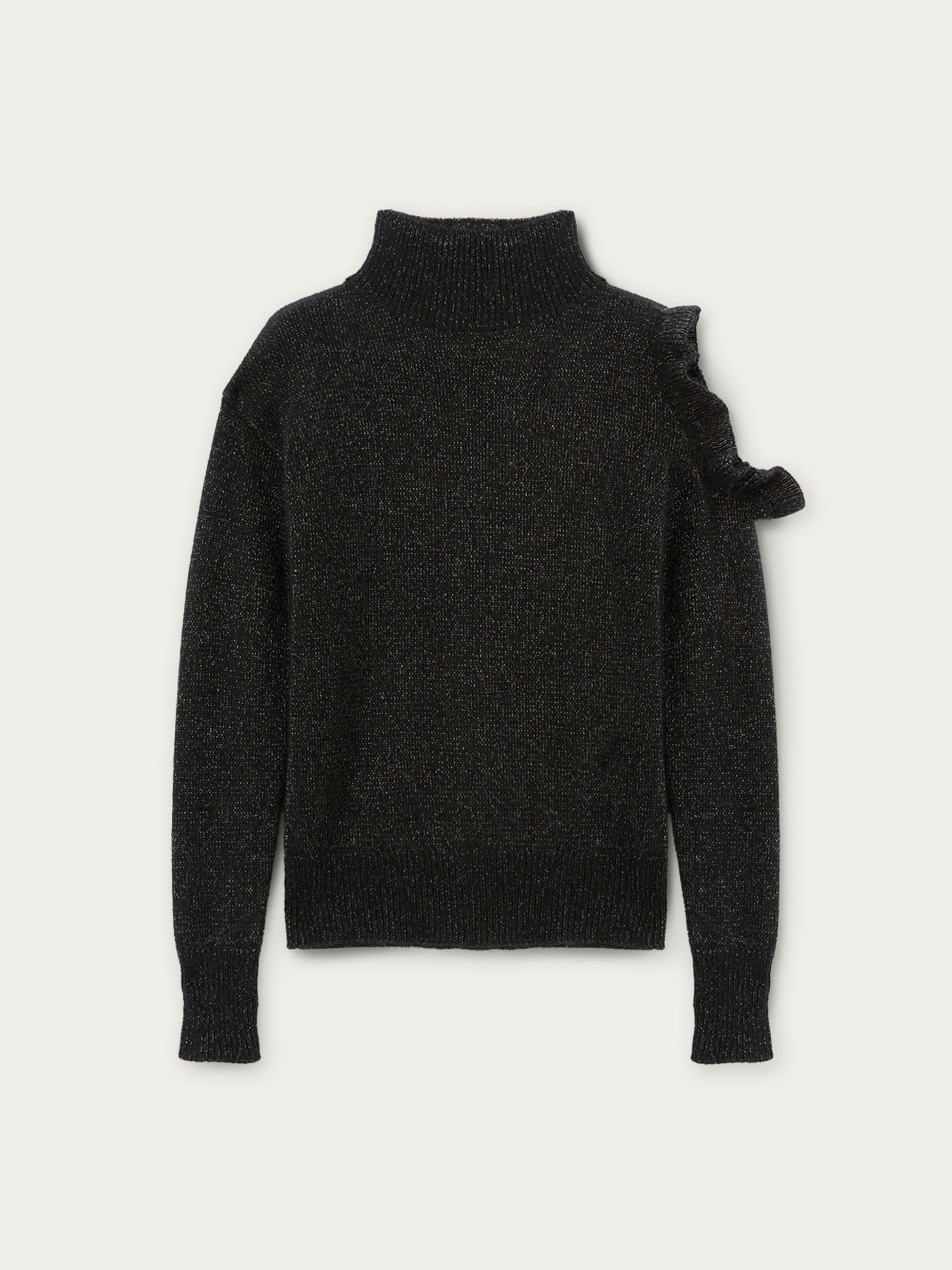 Angora blend turtleneck sweater with cut out feature image number 3