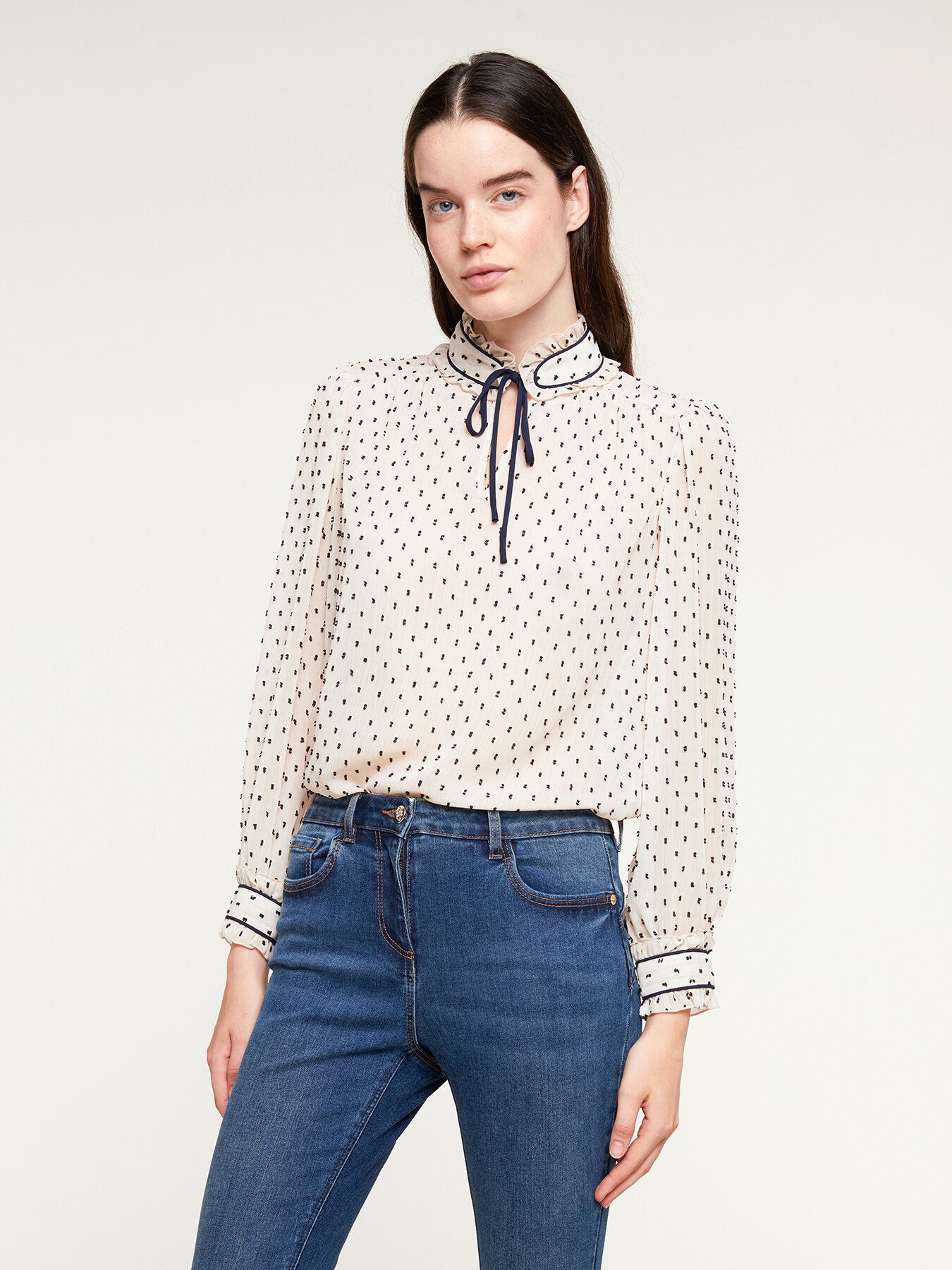 Bluse mit R&uuml;schen aus Plumetis-Creponne image number 0