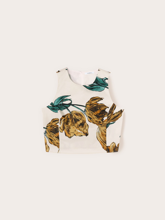 Top de popelina con estampado floral