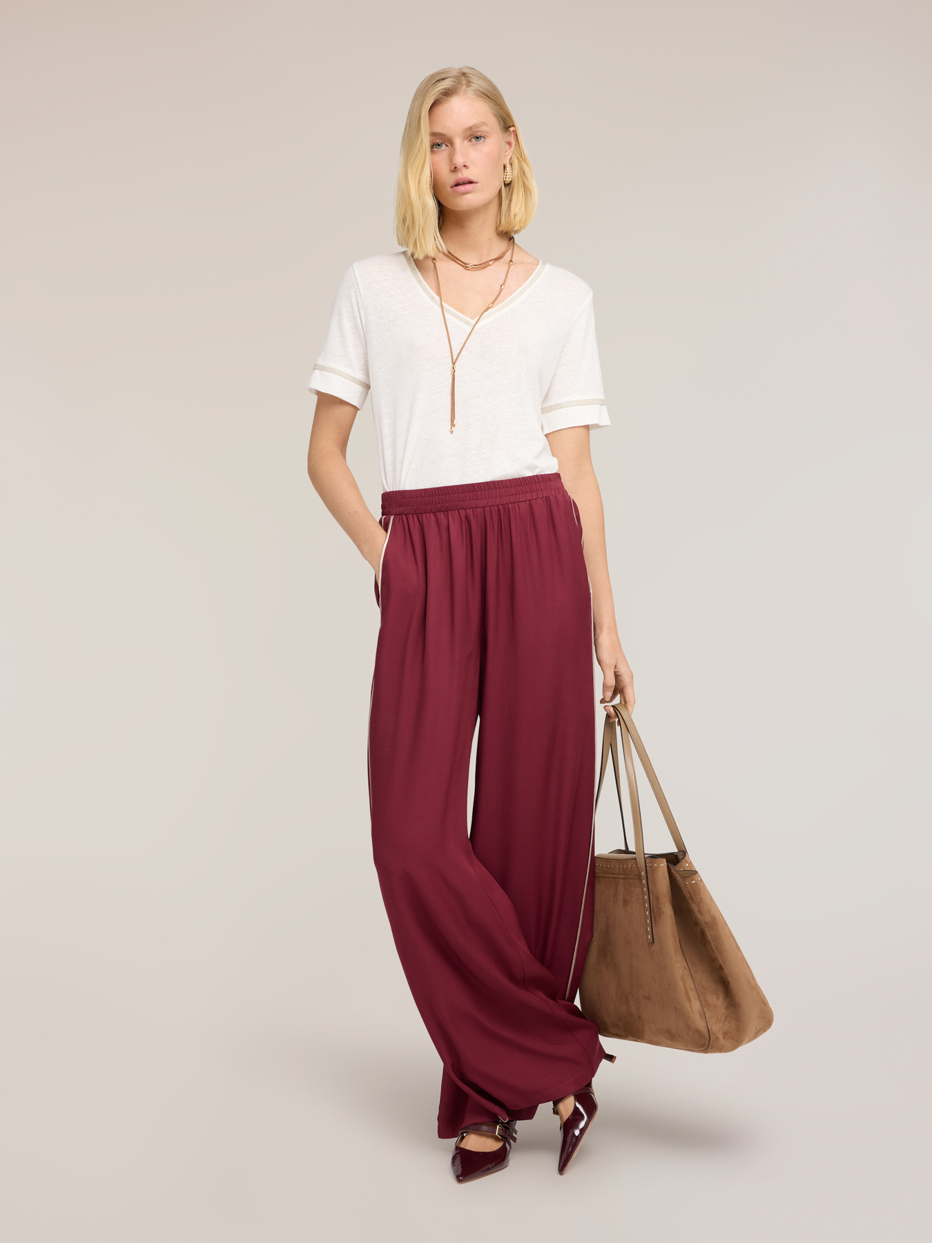 Palazzo-Hose aus Viskose-Twill image number 0