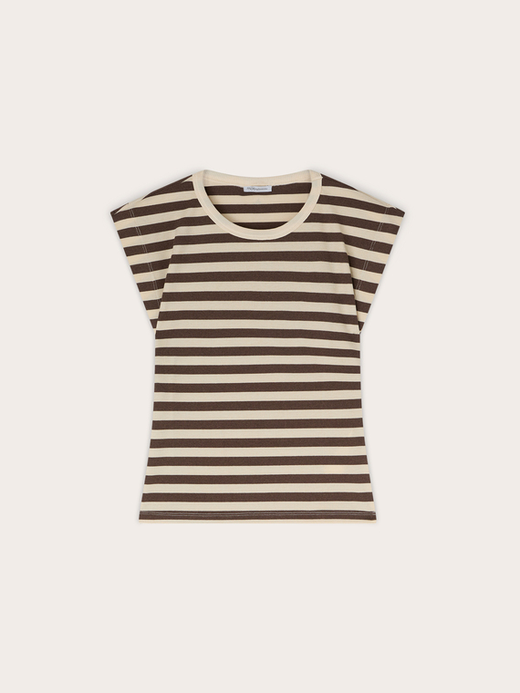 Camiseta de rayas en jersey acanalado