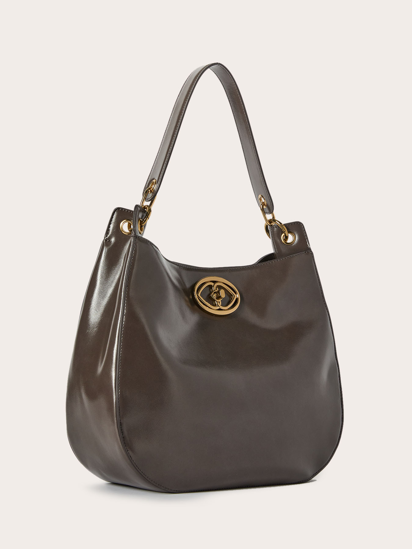 Hobo bag in tessuto spalmato lucido image number 3