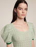 Rounded neckline lace stitch sweater image number 2