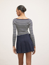 Striped rib knit sweater image number 1