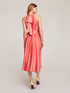 Long pleated satin dress image number 1
