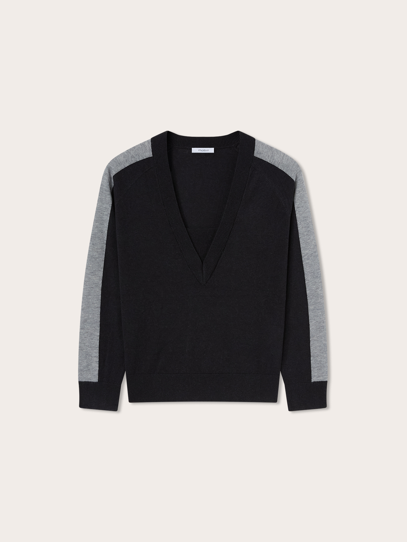 Color-block wool-silk blend sweater image number 0