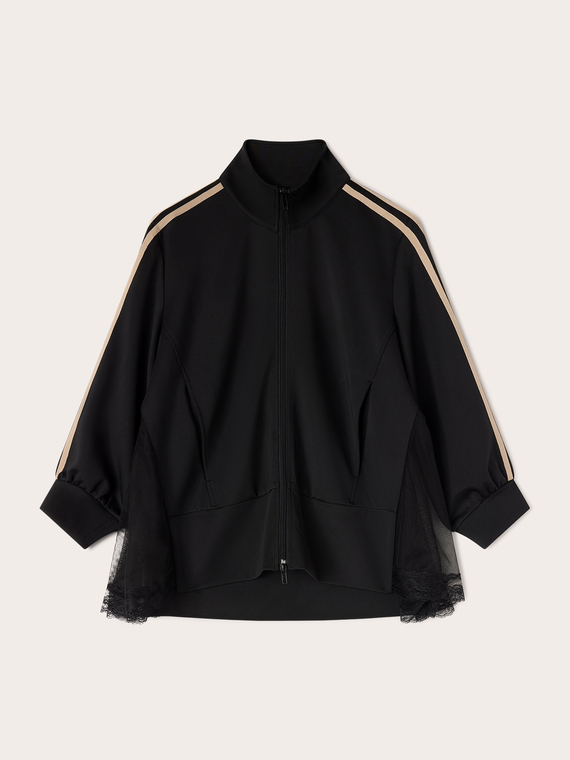 Sweat oversize avec zip et insert en dentelle