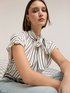 Striped oversized blouse with back bow image number 0