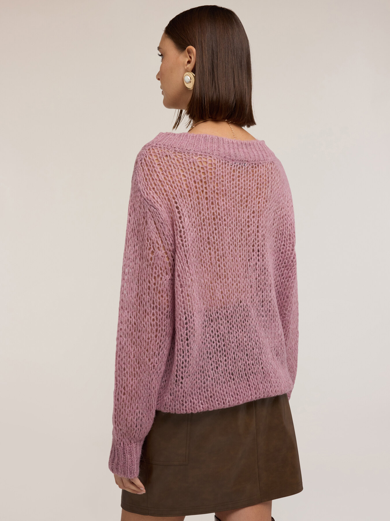 Pull oversize ajour&eacute; en mohair image number 1