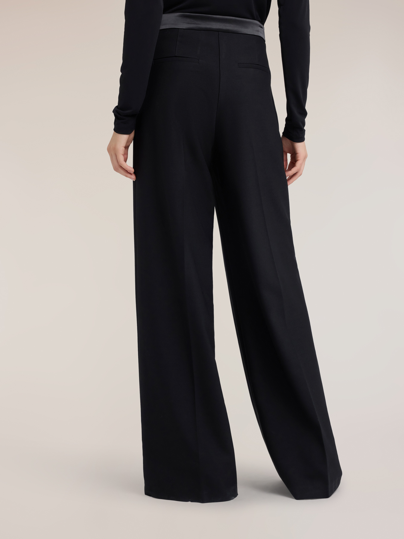 Palazzo pants in cady with satin inserts image number 1