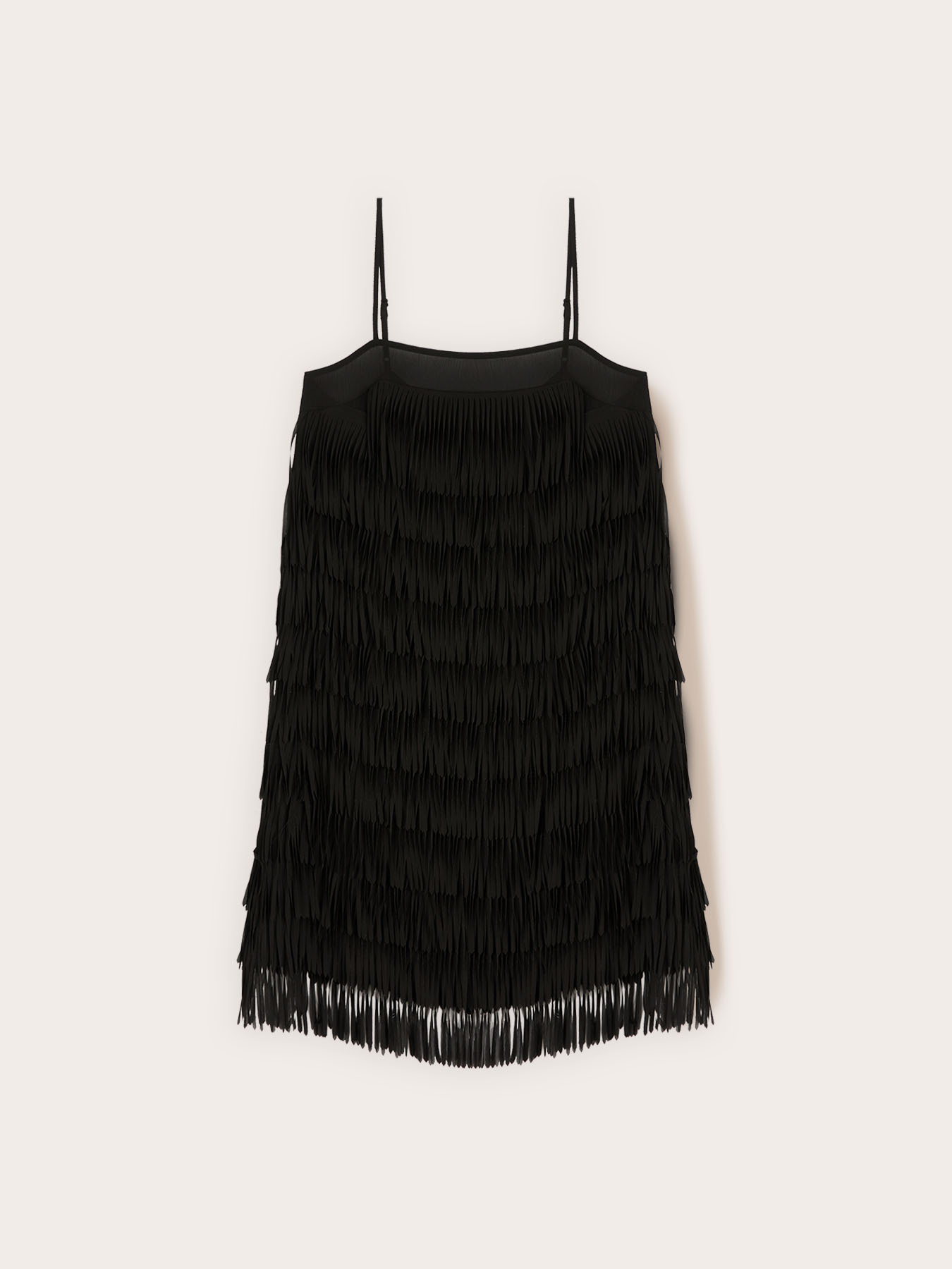 Vestido corto en georgette con flecos image number 4