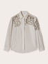 Camicia a righe con ricamo in tulle image number 4