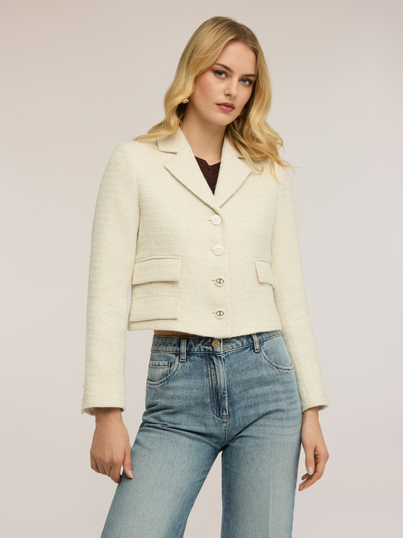 Short boucl&eacute; fabric jacket