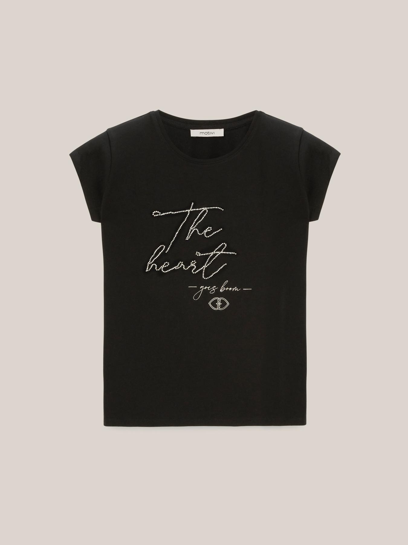 T-shirt con scritta ricamata image number 3