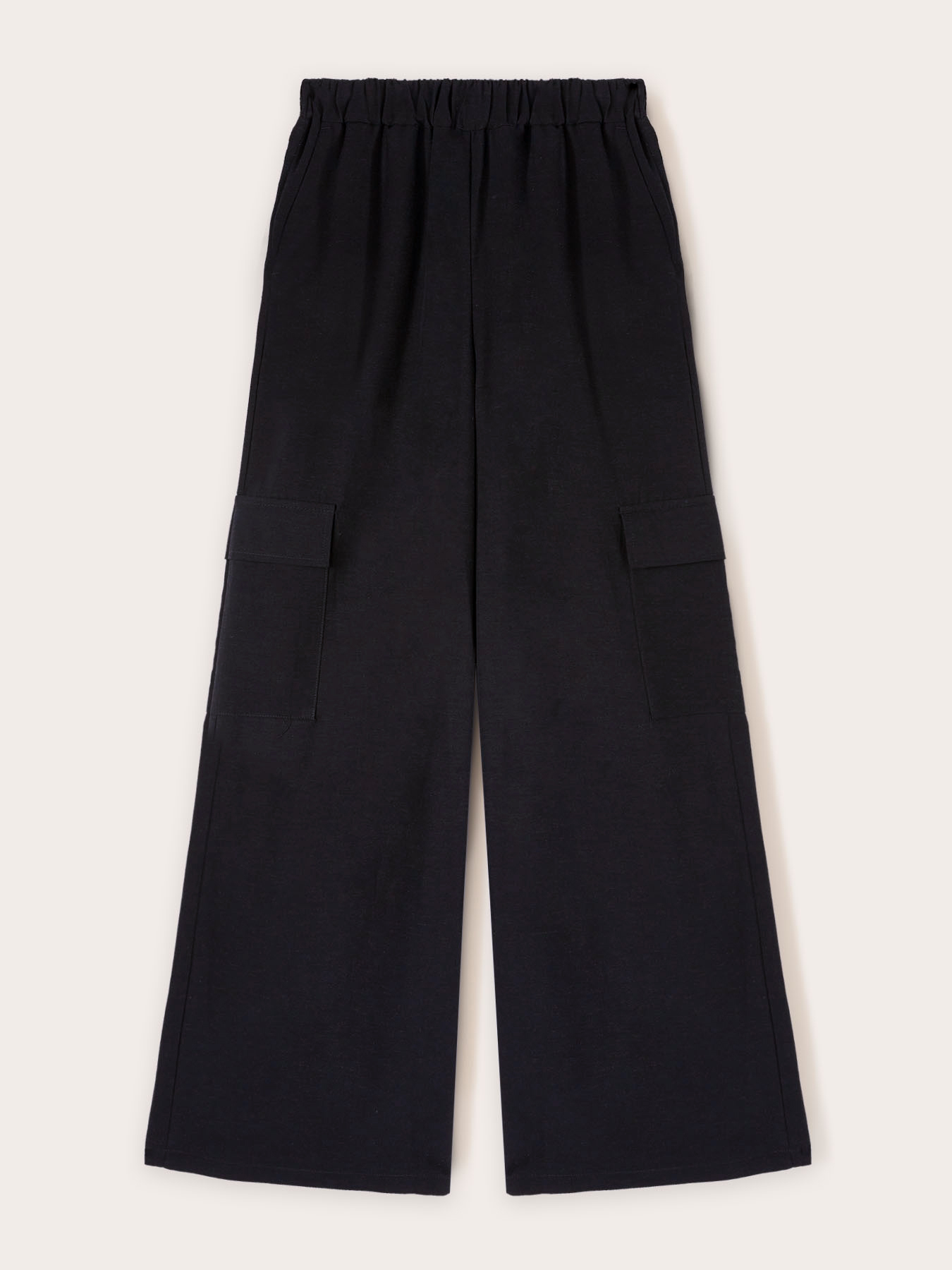 Linen blend cargo palazzo trousers image number 4