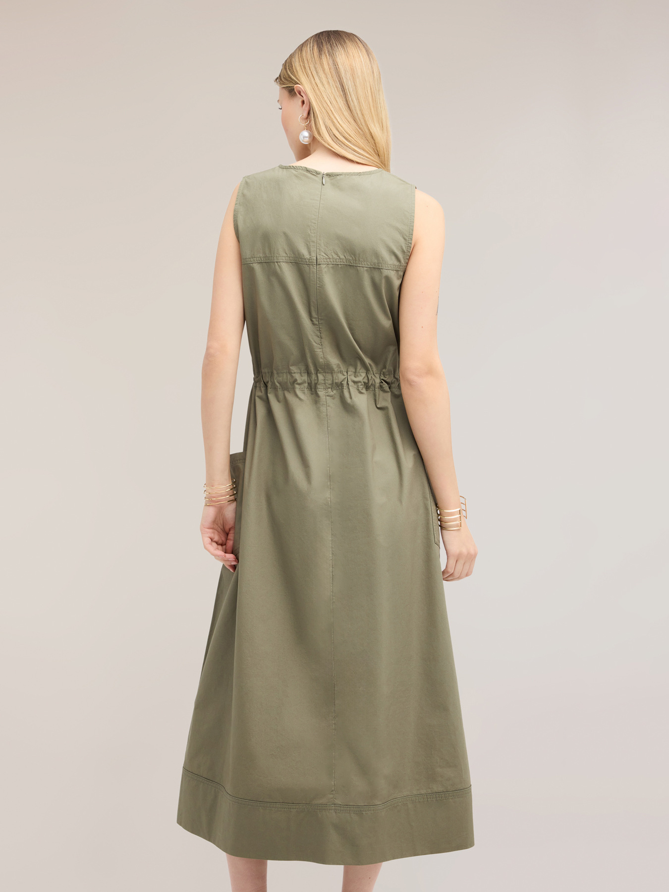 Drawstring dress in poplin image number 1