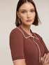 Fine knit polo with scalloped edge image number 3