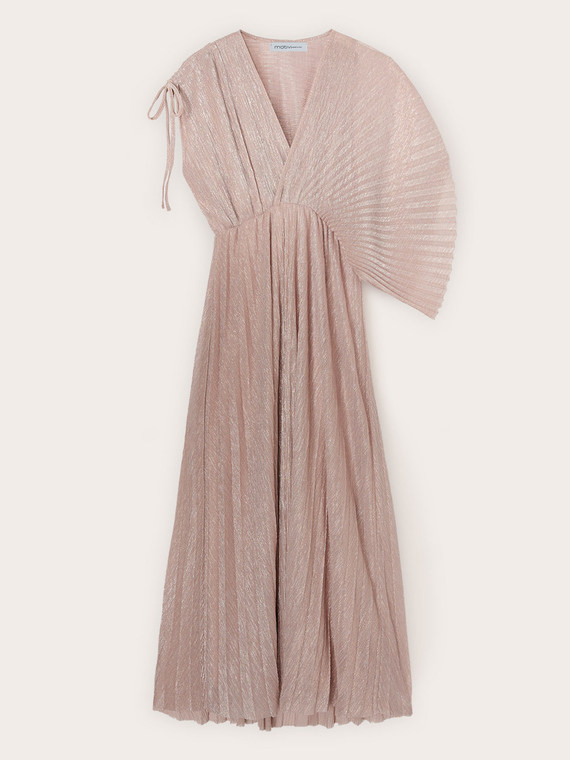 Metallic pleated long dress