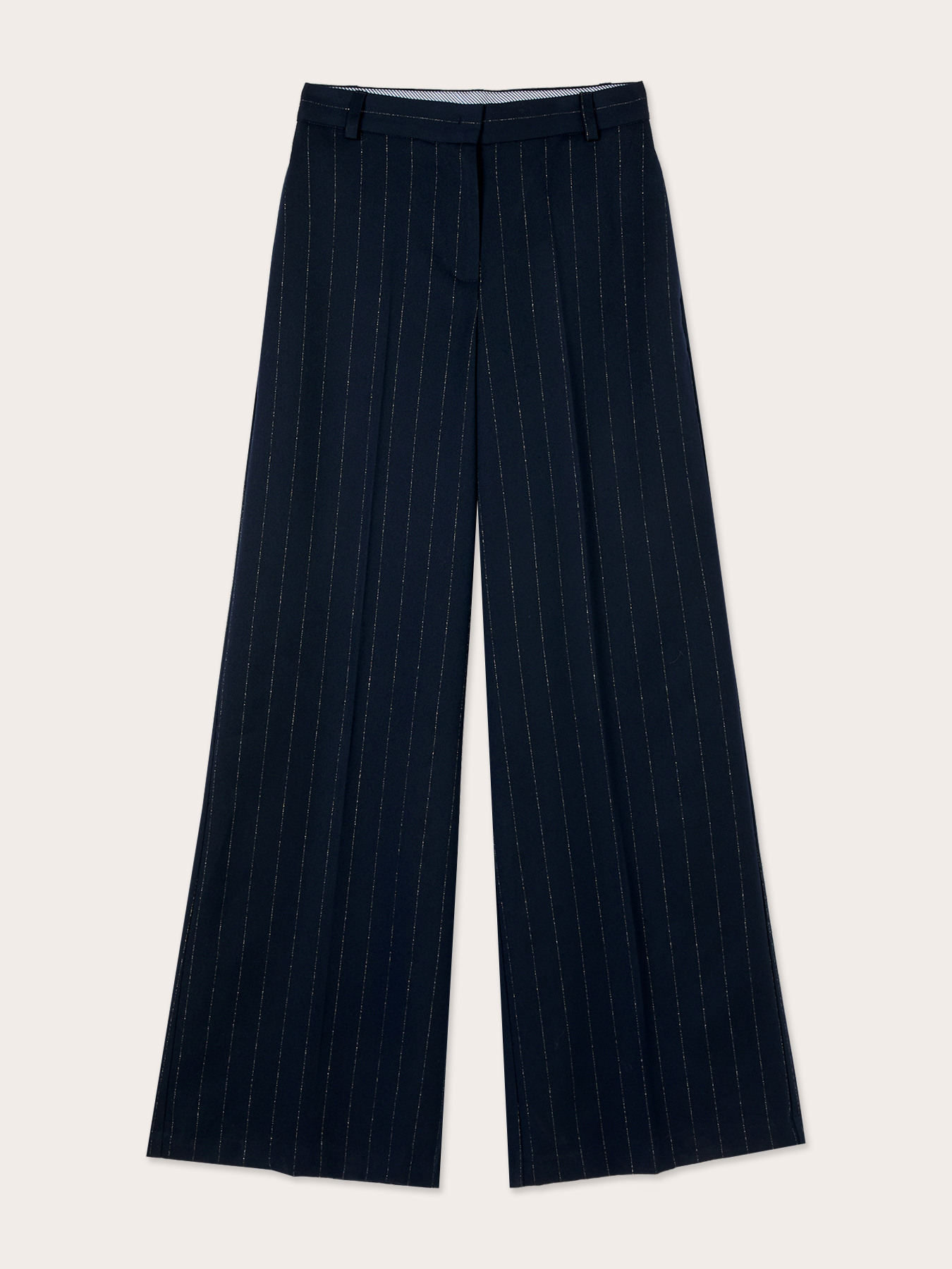 Lurex pinstripe poly-viscose palazzo pants image number 4