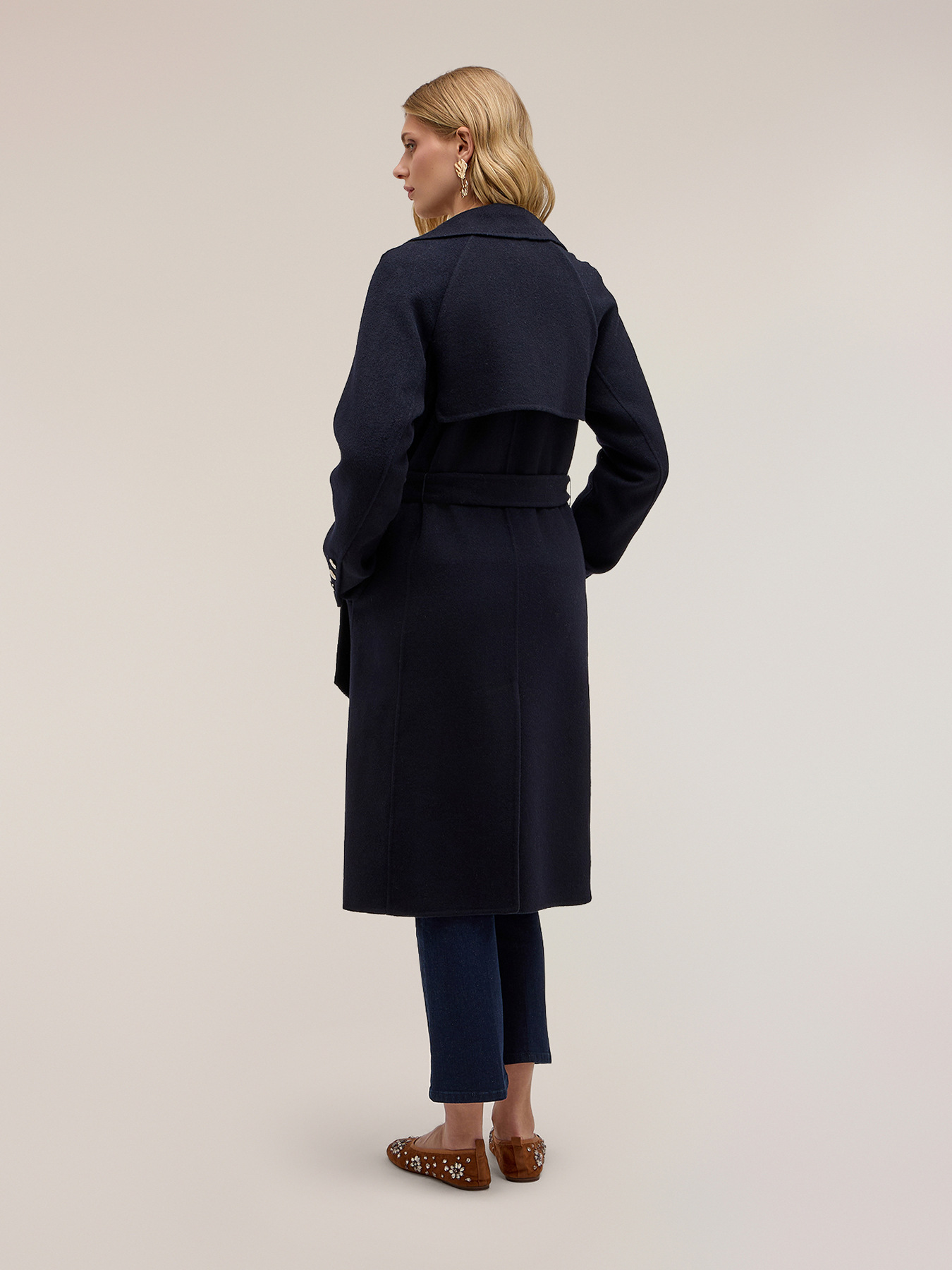 Double-breasted wool blend coat with belt image number 2
