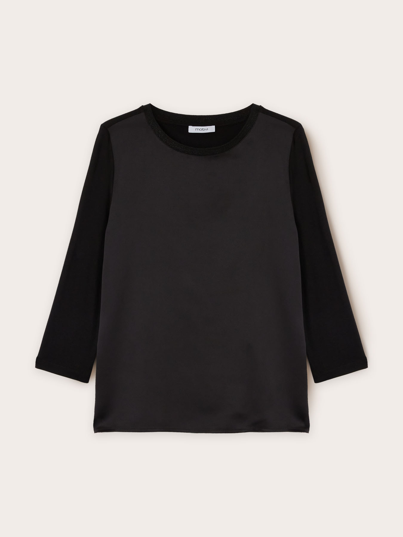 Basic two-material T-shirt image number 0