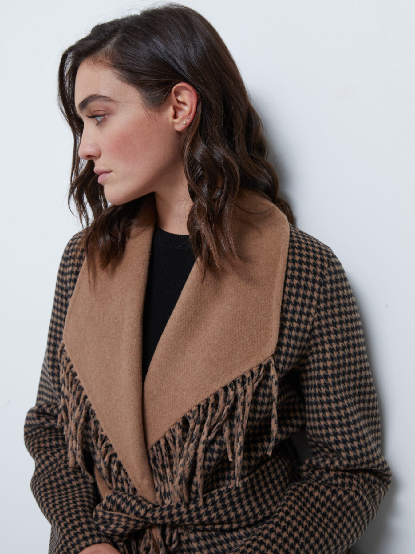 Oversize-Mantel mit Hahnentritt-Muster image number 0