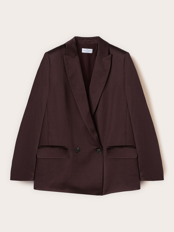Double-breasted structured jacket in linen blend