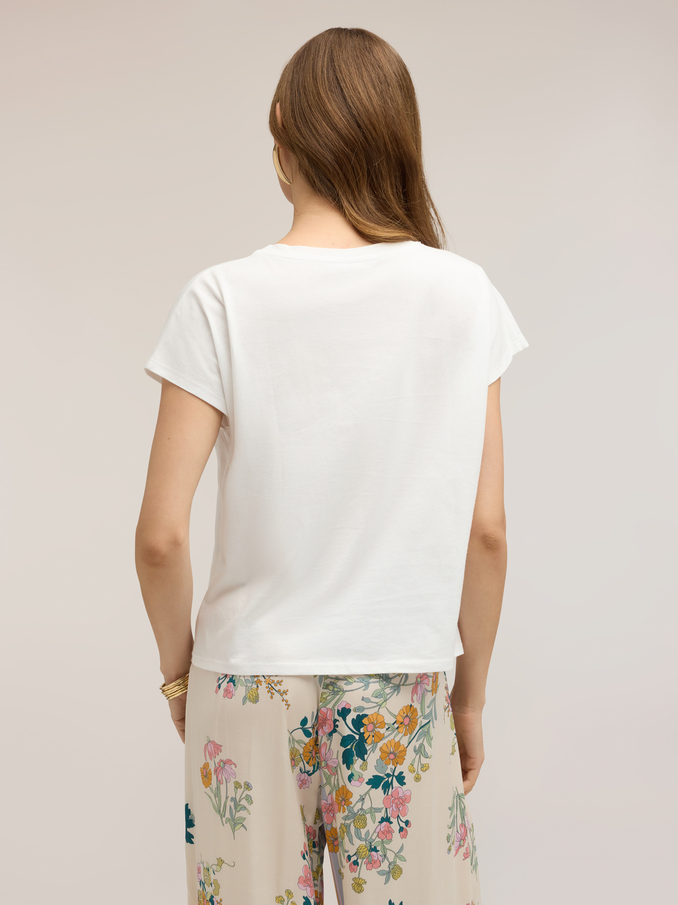 Jersey t-shirt with sangallo embroidery image number 1