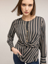 Gestreifte Bluse mit Wickeloptik image number 3