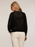Openwork knit cardigan with micro sequins image number 1