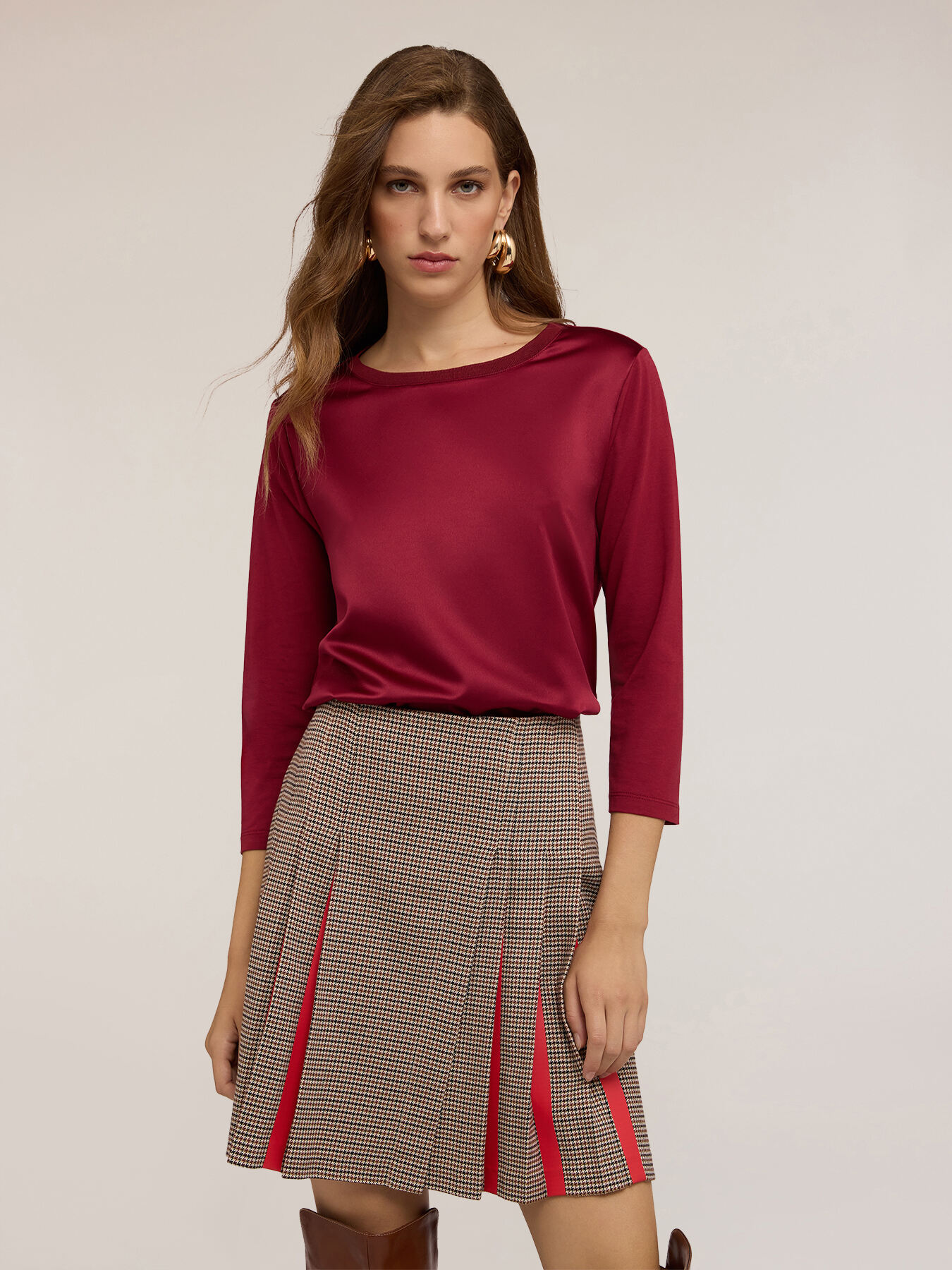 Basic two-material T-shirt image number 0