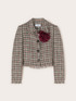 Kurze Boucl&eacute;-Jacke mit Fransen und Brosche image number 4