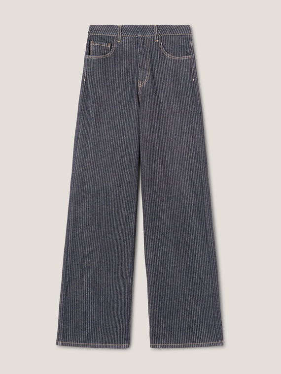 Pinstriped wide-leg jeans